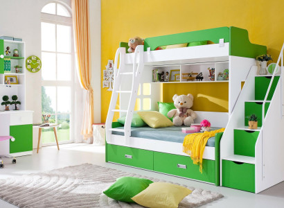 Youth bed desk wardrobe green NEW youth room children's room complete set